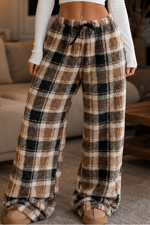 Plaidly – Byxor lounge med hög midja i vida ben w kratę
