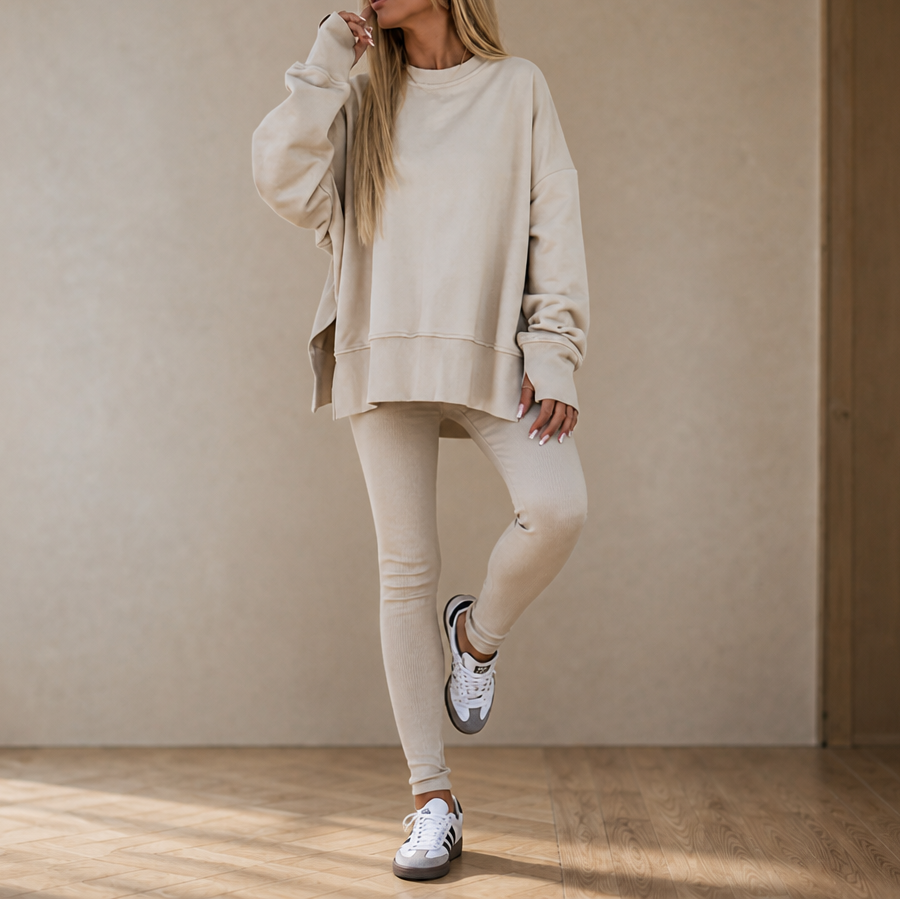 Ease &amp; Grace – Set bluzy z rozcięciem bocznym i legginsów