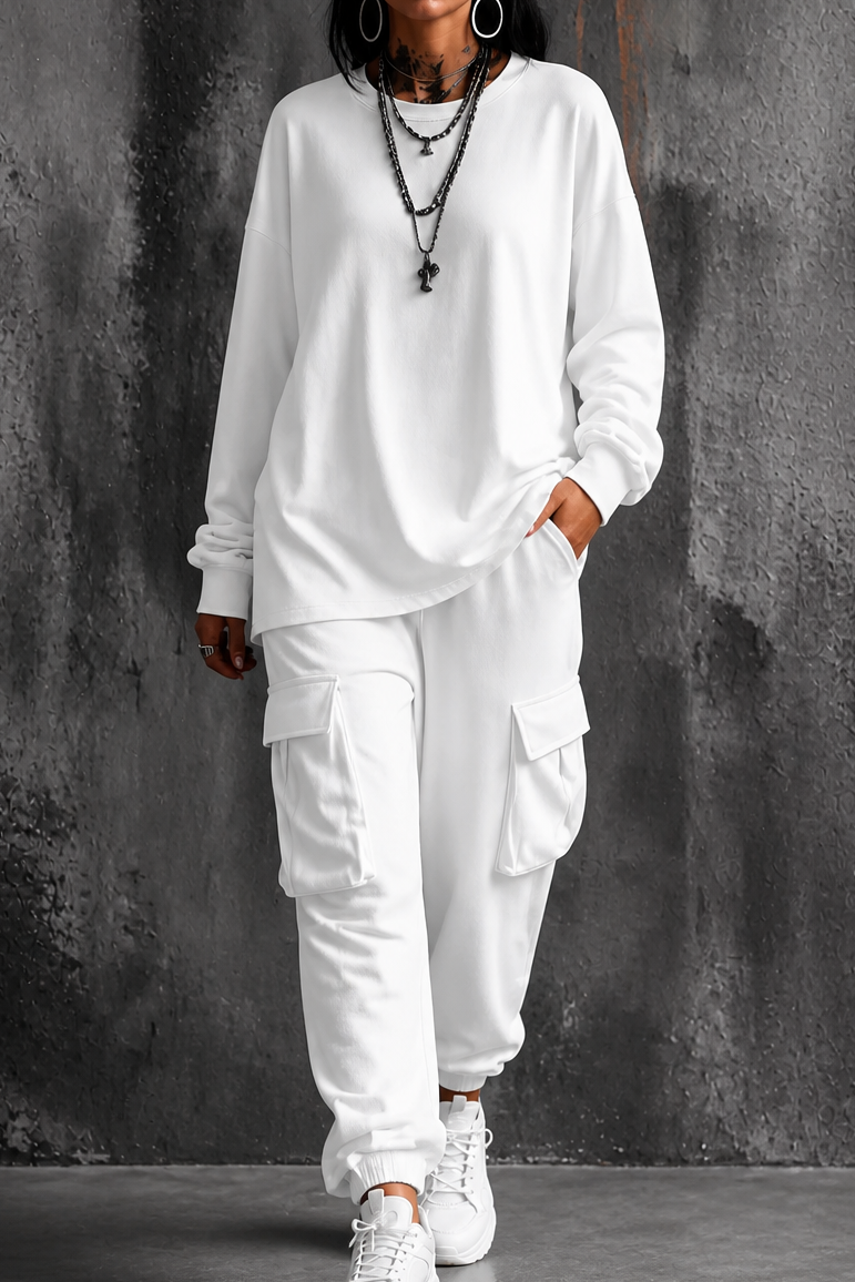 Dayworn – Set bluzki z okrągłym urringning i byxor cargo
