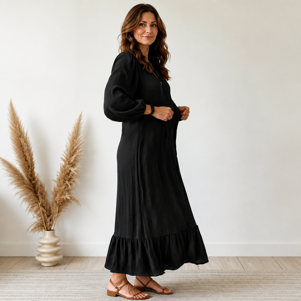 Wearbella – OverStorlekd Biskupa Ärm Boho Maxi Klänning