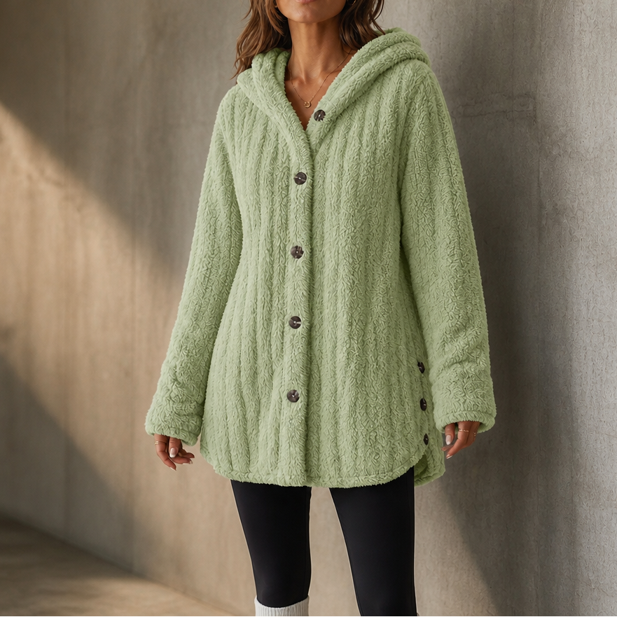Wearbella – Kofta z kapturem i knappar, tjock splot