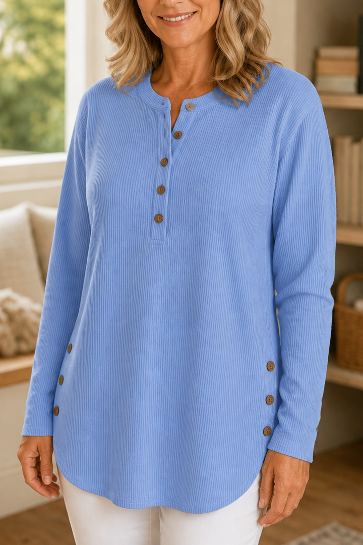 Corduvie – Koszulka Henley z guzikiem w stilu korduroy