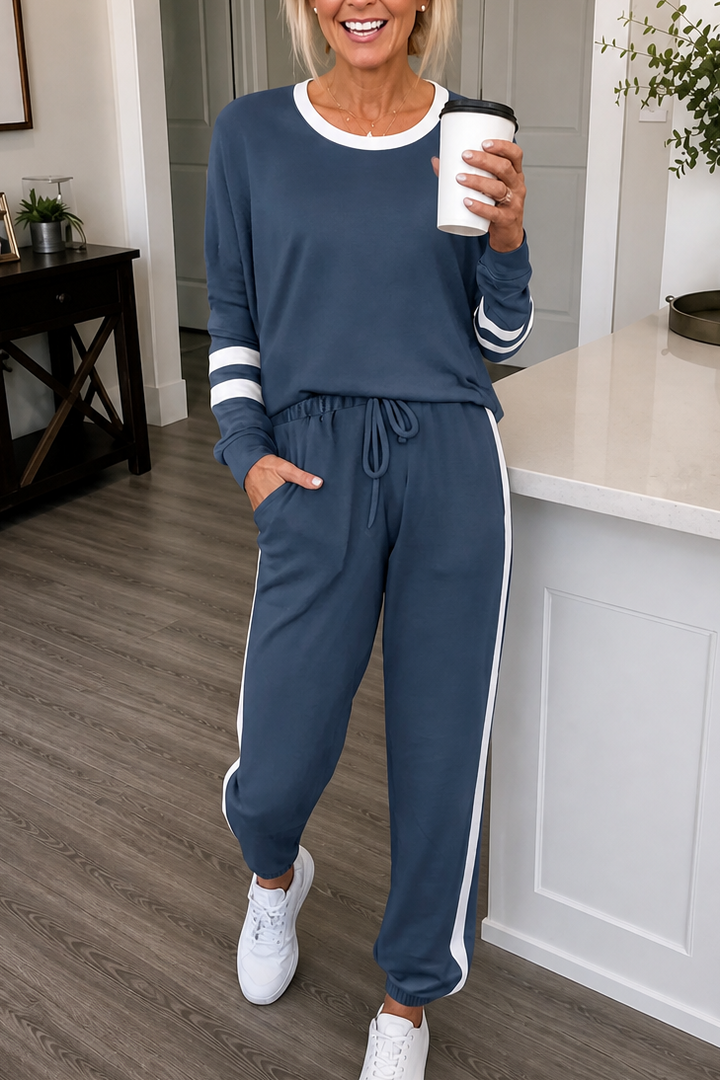 Cozelle – Dwuczęściowy set för relaksu z paskiem w prążki