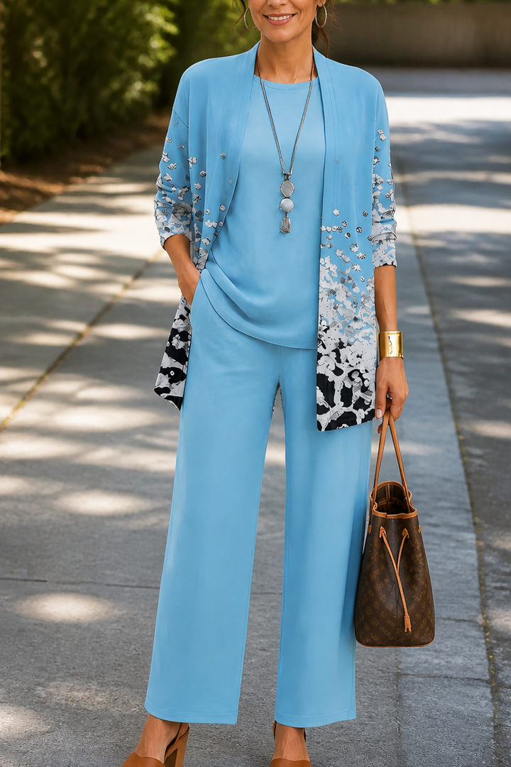 Wearbella – Set z nadrukiem: blus, kurtka i byxor
