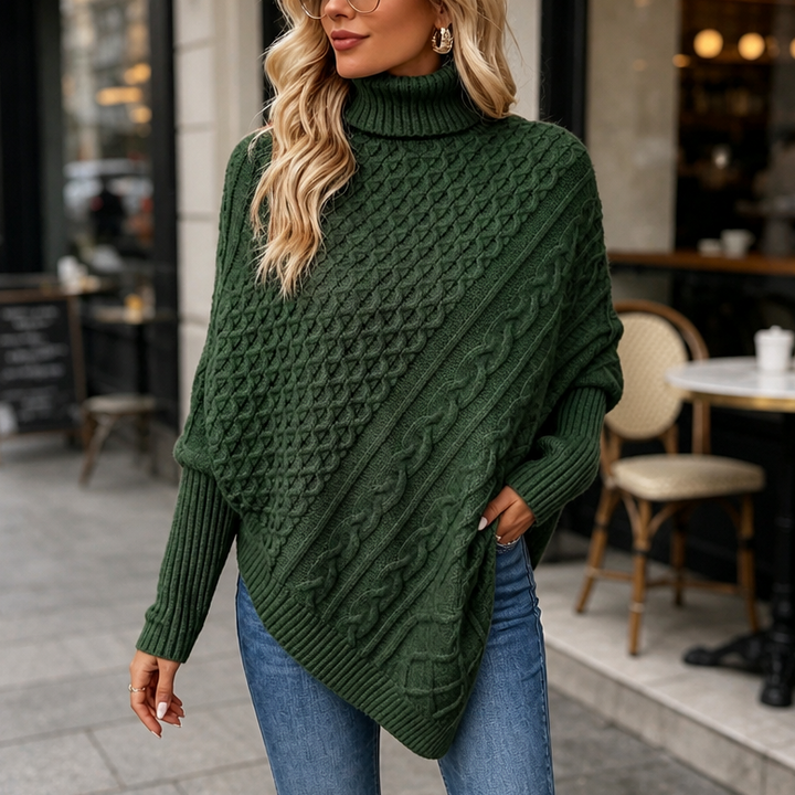 Cabelune – Tröja Poncho z Warkoczem w Stilu Asymetrycznym