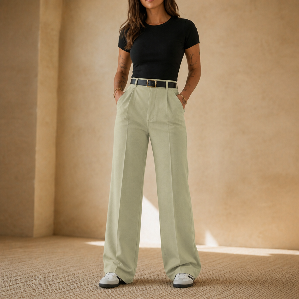 Wearbella – Byxor med hög midja i vida ben