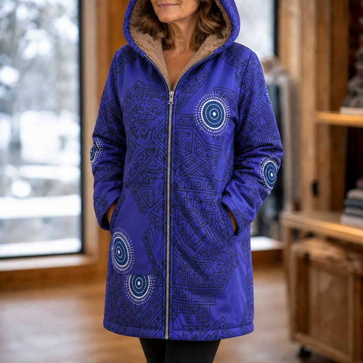 Leaf &amp; Loom – Wydrukowany Vinter Kappa z Kapturem
