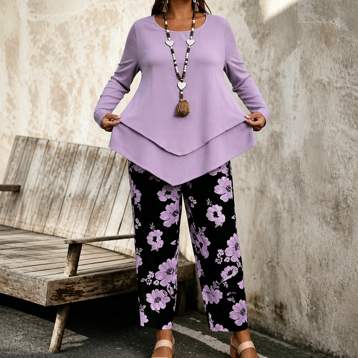 Wearbella – Dwuwarstwowy Lös Top i Blommig Set z Vida ben