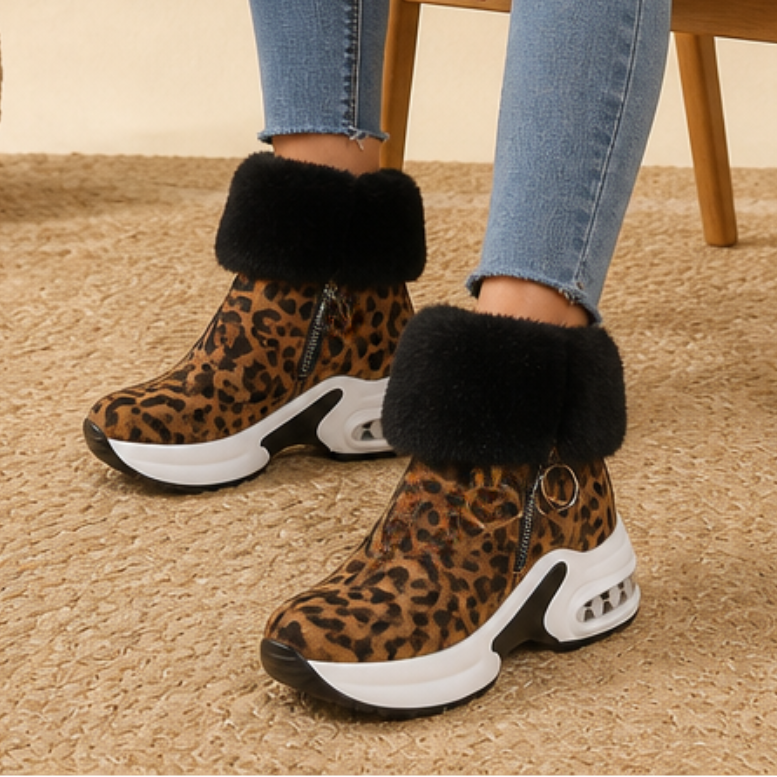 Veluna – Pluszowe boots z futrzanym mankietem