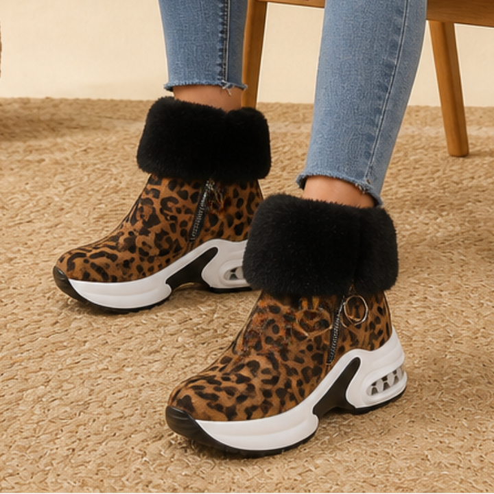 Veluna – Pluszowe boots z futrzanym mankietem