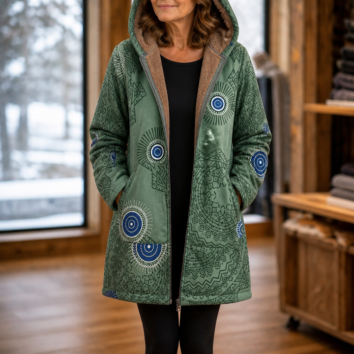 Leaf &amp; Loom – Wydrukowany Vinter Kappa z Kapturem