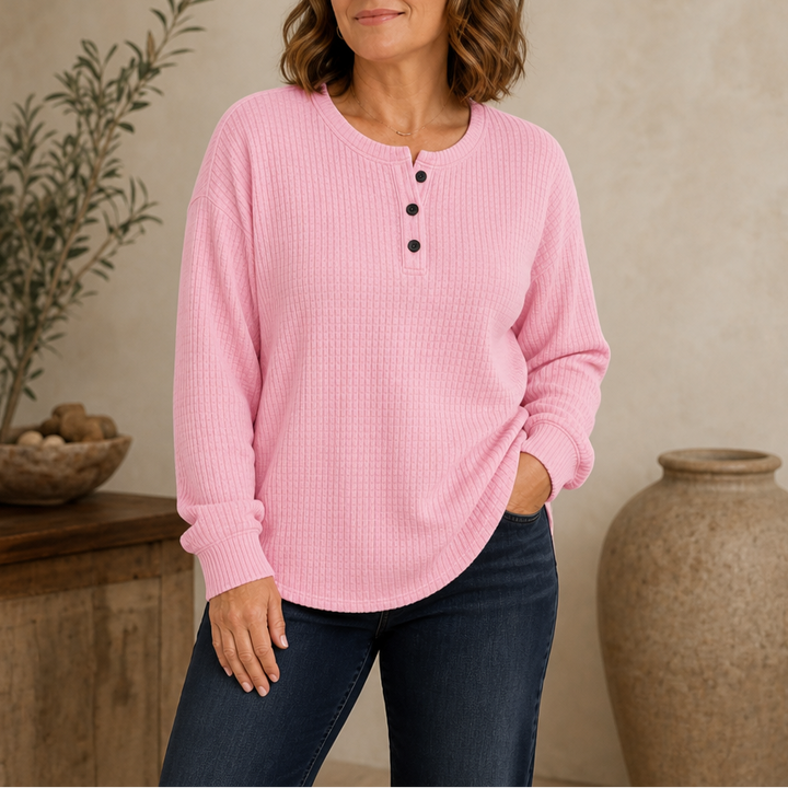 Wearla – Żebrowany top typu Henley z dzianiny waffle