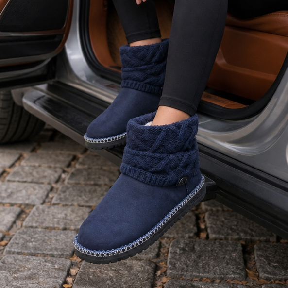 Coziva – Mocka boots z dzianinowym mankietem till mitten av vaden