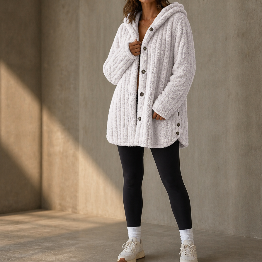 Wearbella – Kofta z kapturem i knappar, tjock splot