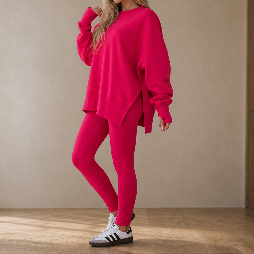 Ease &amp; Grace – Set bluzy z rozcięciem bocznym i legginsów