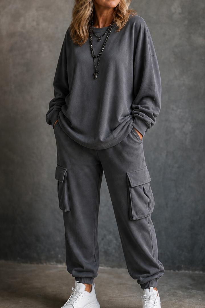 Dayworn – Set bluzki z okrągłym urringning i byxor cargo