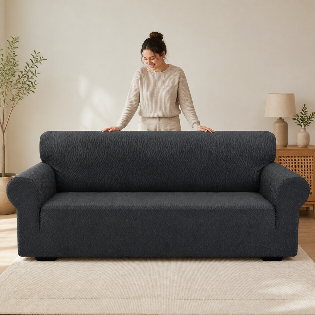 Snugfit – Teksturowana narzuta på sofę z tkaniny jacquard, antypoślizgowa