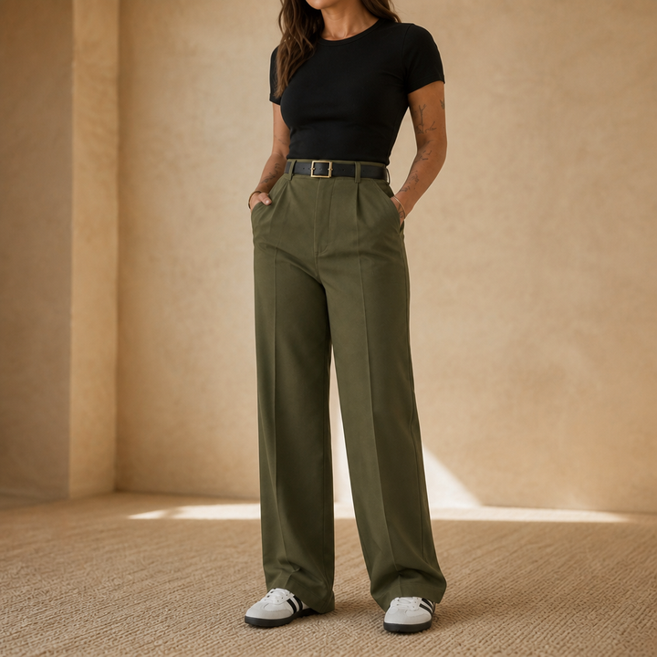 Wearbella – Byxor med hög midja i vida ben