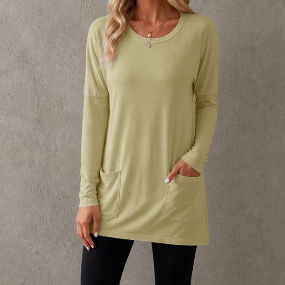 Wearbella – Lös Tunika med lång ärm i Okrągłym Urringning