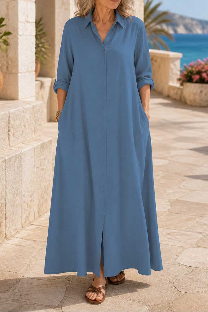 Wearbella – OverStorlekd Bawełnowo-Lnianą Klänning Maxi