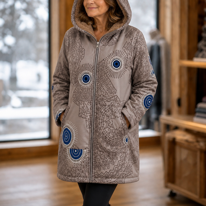 Leaf &amp; Loom – Wydrukowany Vinter Kappa z Kapturem