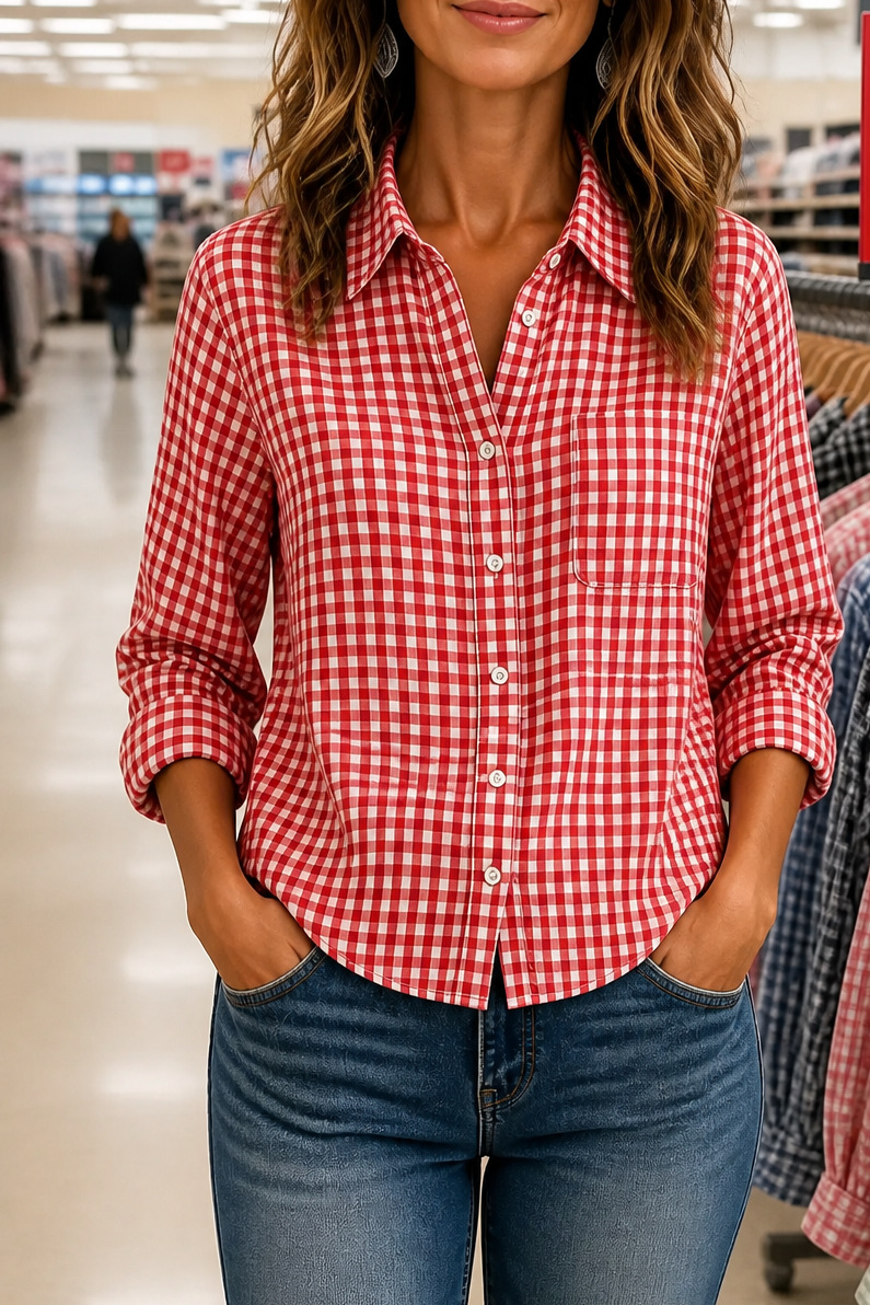 Everwear – Skjorta w kratę med lång ärm för kvinnor