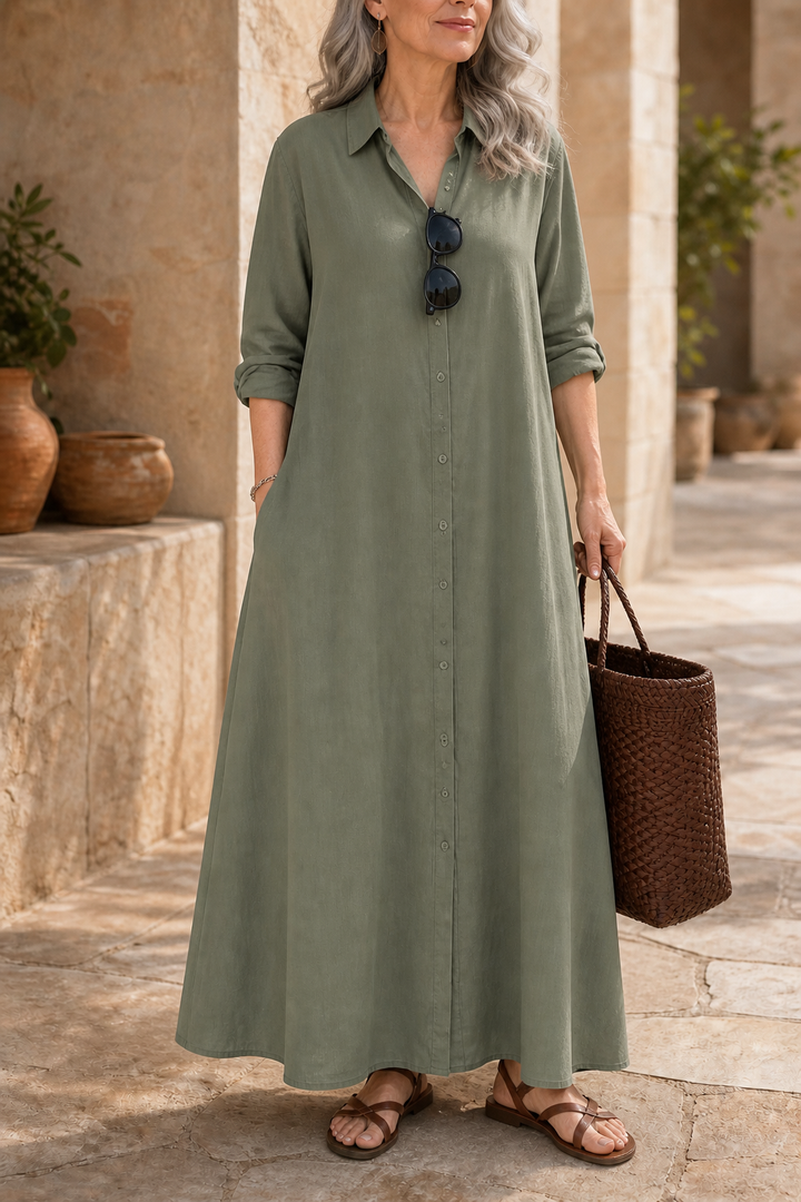 Wearbella – OverStorlekd Bawełnowo-Lnianą Klänning Maxi
