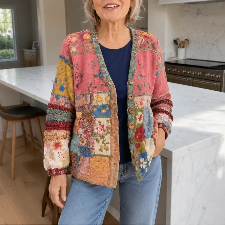 Solenne – Blommig Kofta Boho w Stilu Patchwork