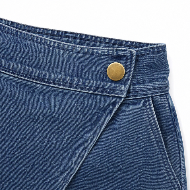 Velara – Asymetryczne shorts bermudy z denimu o längd knähöga