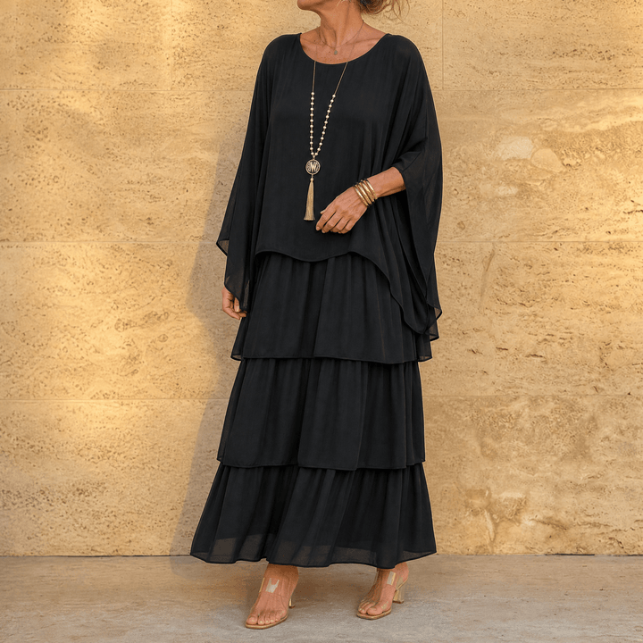Velara – Dam Maxi Klänning z Warstwowego Chiffonu