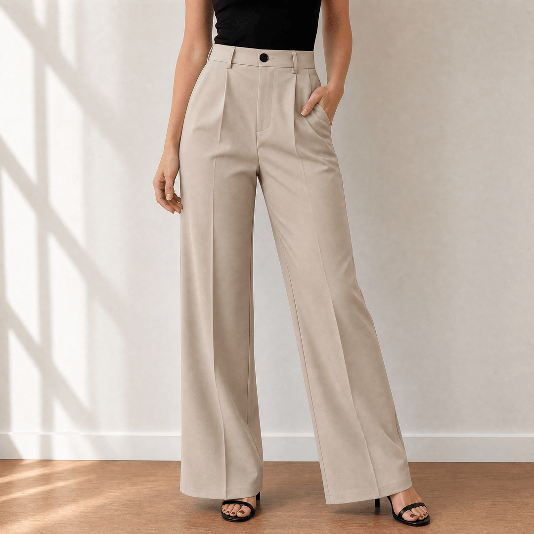 Velora – Byxor dam med hög midja i vida ben