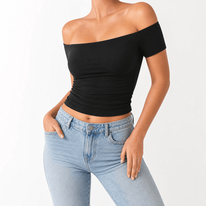 Velora – Dam blus slim-fit utan ramiączek
