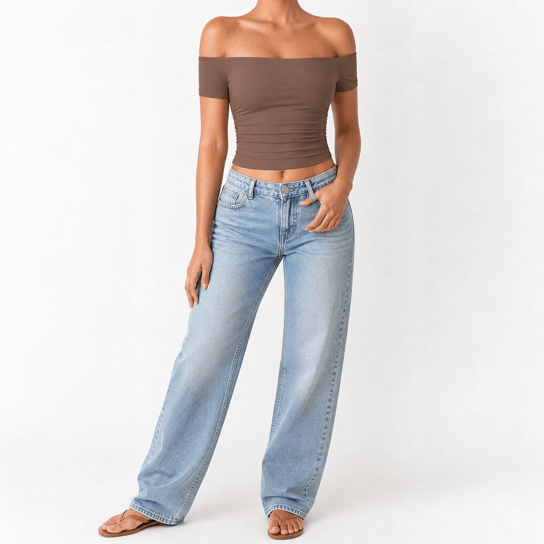 Velora – Dam blus slim-fit utan ramiączek