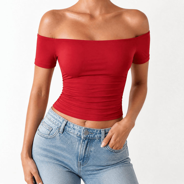 Velora – Dam blus slim-fit utan ramiączek