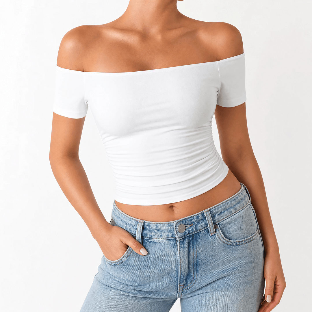 Velora – Dam blus slim-fit utan ramiączek