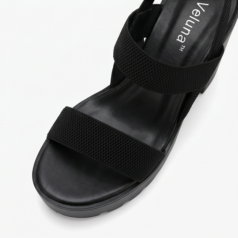 Veluna – Sandaler på grubym klack z platformą