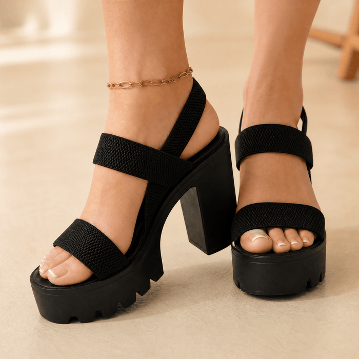 Veluna – Sandaler på grubym klack z platformą