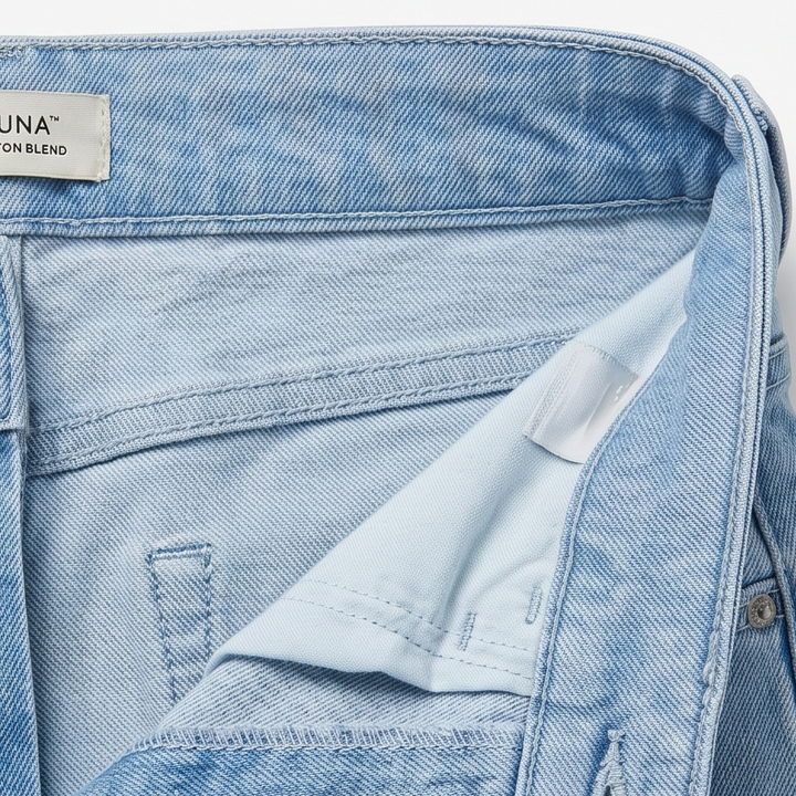 Veluna – Dam byxor denim med hög midja i vida ben