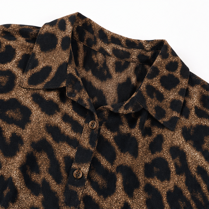 Veluxa – Klänning maxi z leoparda z wcięciem w midja i kieszeniami