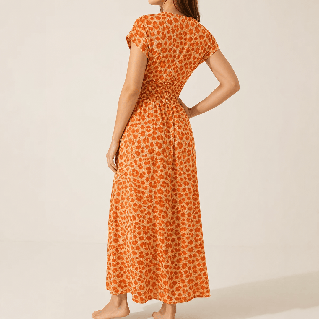 Vivara – Klänning maxi w leoparda z marszczonym band