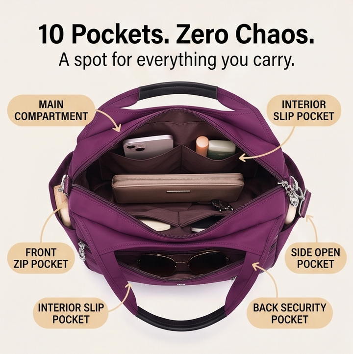 Vossa – Vattentät väska crossbody z 10 kieszeniami