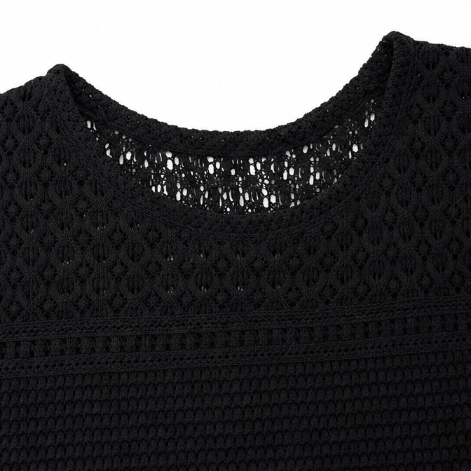 Wearbella – Kort top z otwartym splotem i krótkim ärm, blus w fakturze wafla på wiosnę i lato för kvinnor