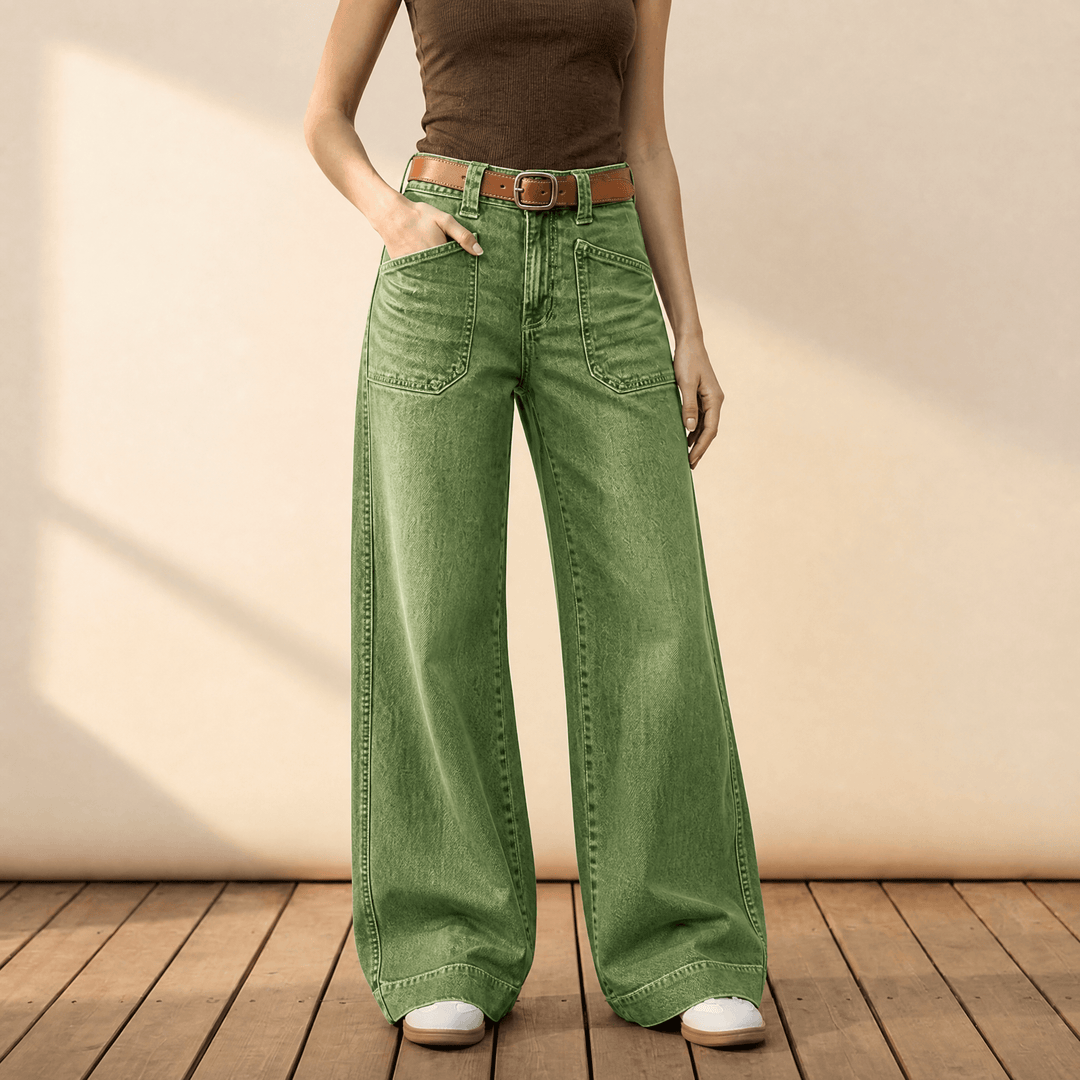 Widera – Retro Byxor Denim z Kieszeniami w Stilu Vintage för kvinnor