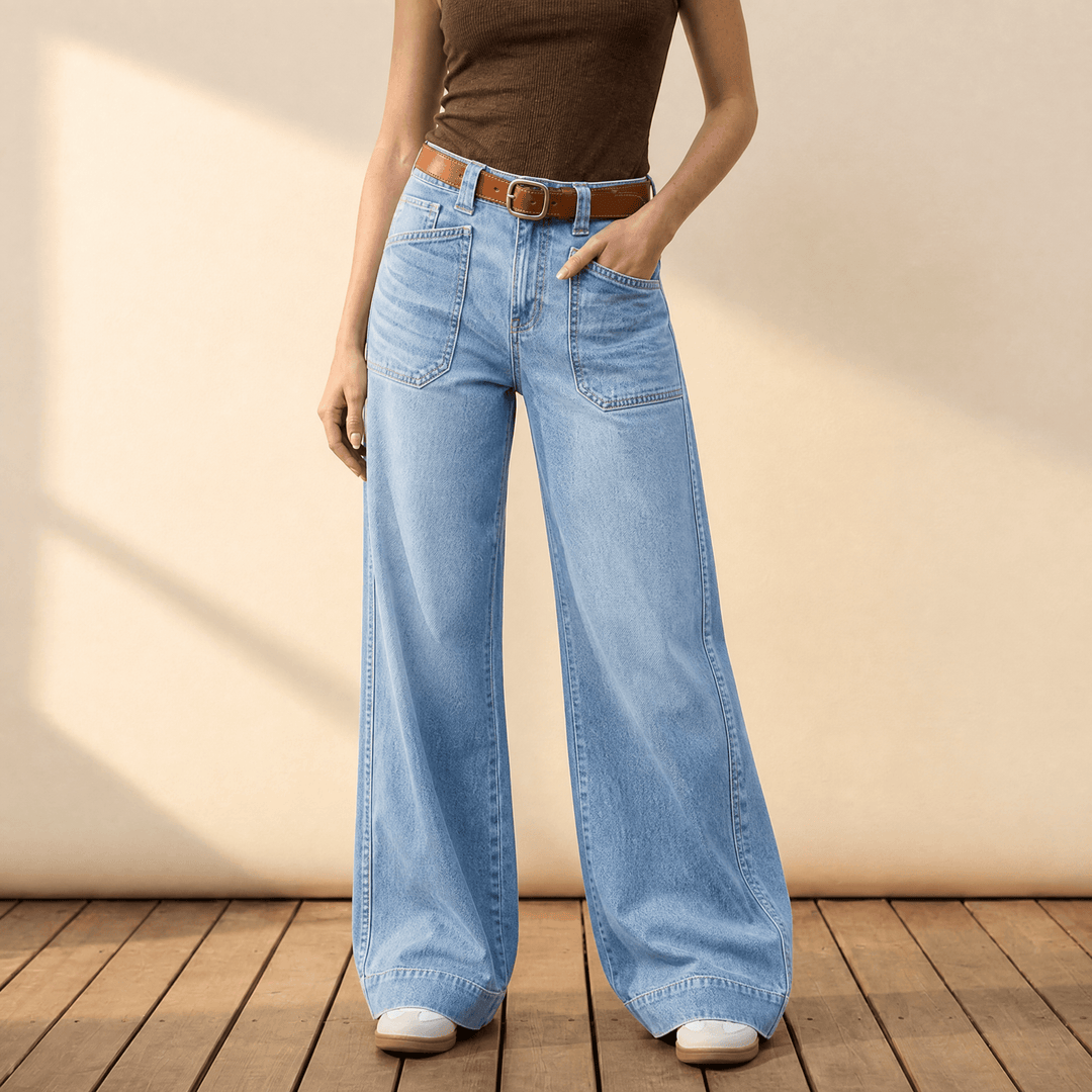 Widera – Retro Byxor Denim z Kieszeniami w Stilu Vintage för kvinnor